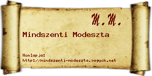 Mindszenti Modeszta névjegykártya